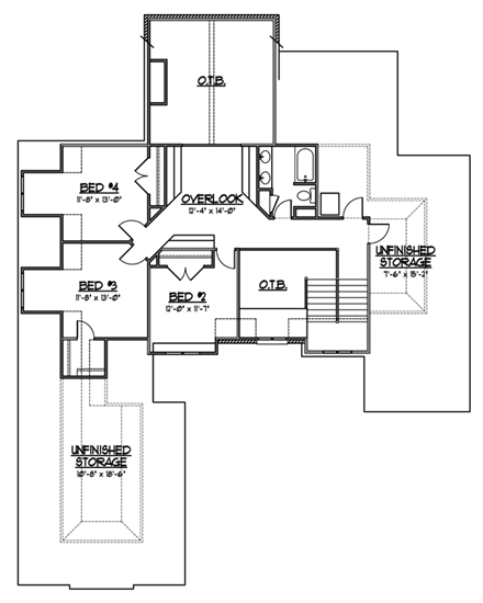 Contemporary, European, Tudor House Plan 56623 with 5 Beds, 4 Baths, 3 Car Garage Second Level Plan