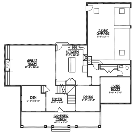 Cape Cod House Plan 56625 with 4 Beds, 5 Baths, 3 Car Garage First Level Plan