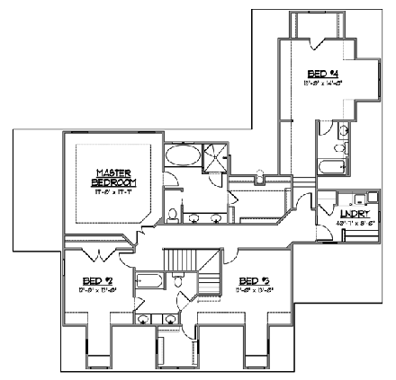 Cape Cod House Plan 56625 with 4 Beds, 5 Baths, 3 Car Garage Second Level Plan