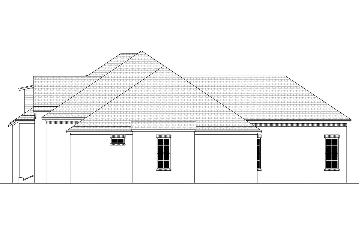 Country, European, French Country Plan with 3032 Sq. Ft., 4 Bedrooms, 3 Bathrooms, 3 Car Garage Picture 2