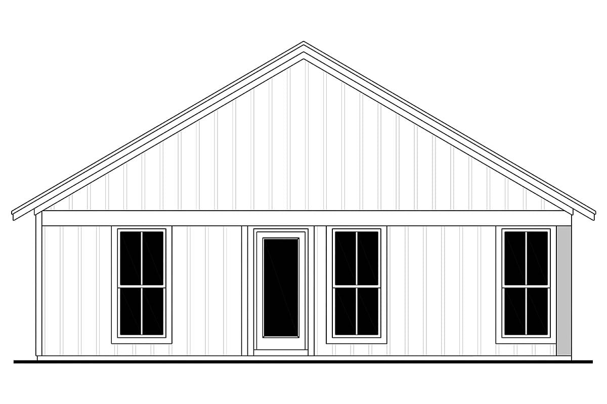 Country, Farmhouse, Traditional House Plan 56702 with 3 Beds, 2 Baths, 1 Car Garage Rear Elevation