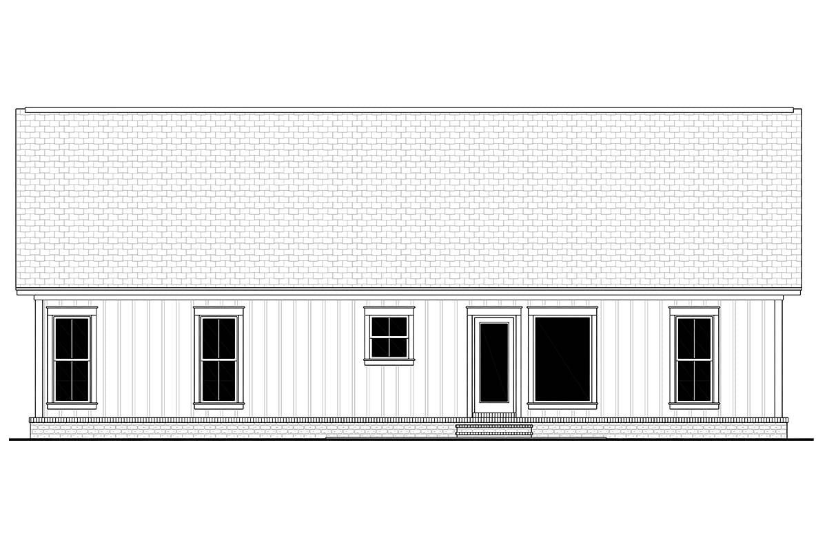 Country, Farmhouse, Traditional House Plan 56705 with 3 Beds, 2 Baths, 2 Car Garage Rear Elevation