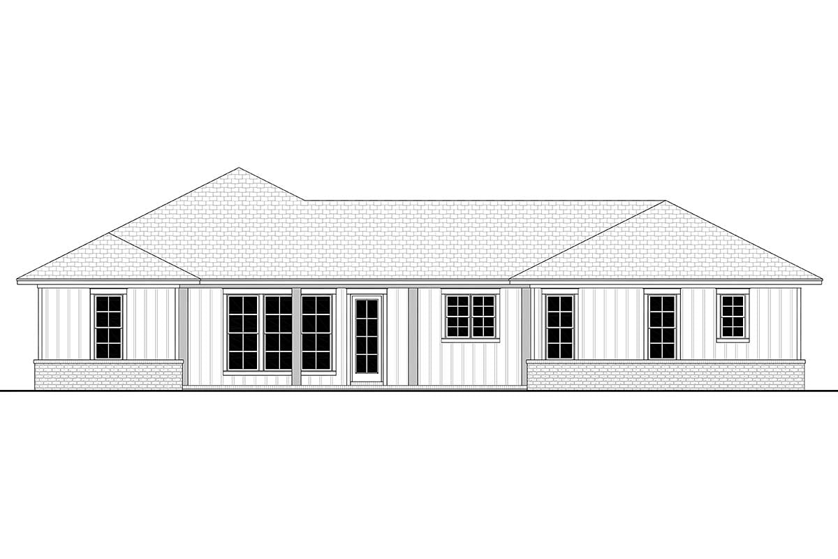 Country, Farmhouse, Ranch House Plan 56706 with 3 Beds, 3 Baths, 2 Car Garage Rear Elevation