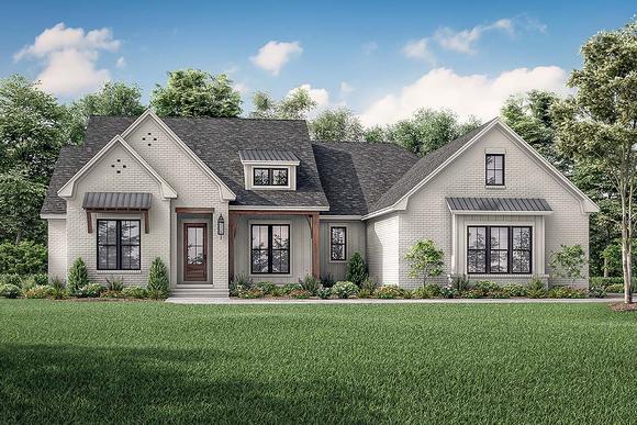 Country, Farmhouse, French Country House Plan 56714 with 4 Beds, 3 Baths, 2 Car Garage Elevation
