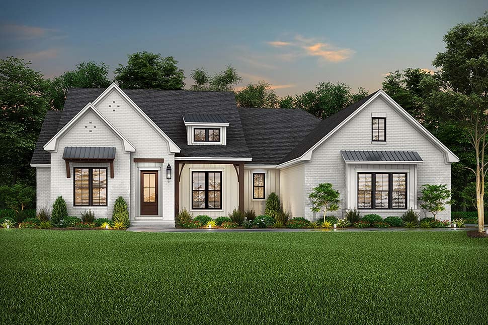 Country, Farmhouse, French Country Plan with 2608 Sq. Ft., 4 Bedrooms, 3 Bathrooms, 2 Car Garage Picture 5