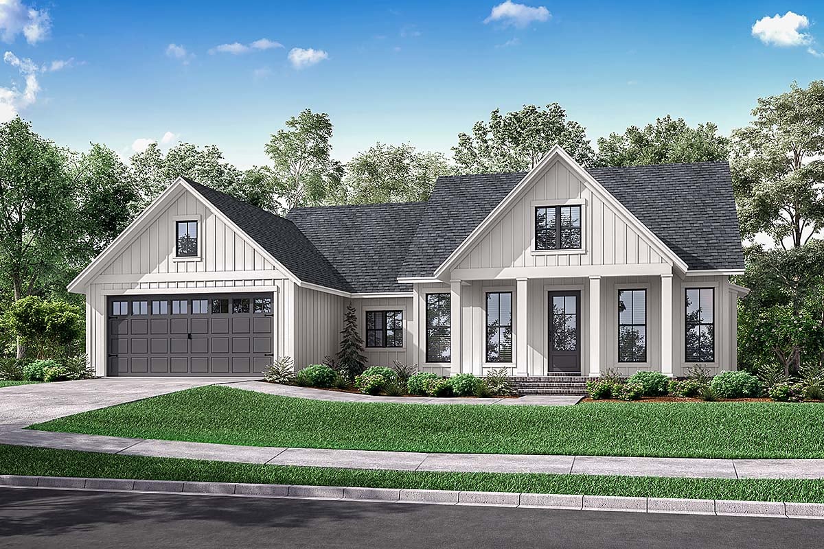 Country, Farmhouse, One-Story, Traditional House Plan 56715 with 3 Beds, 2 Baths, 2 Car Garage Elevation