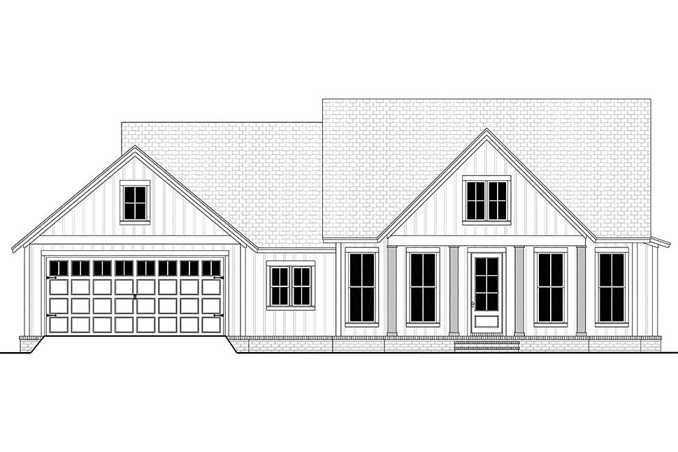 Country, Farmhouse, One-Story, Traditional Plan with 1706 Sq. Ft., 3 Bedrooms, 2 Bathrooms, 2 Car Garage Picture 4