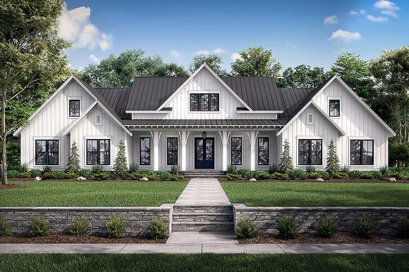Country, Farmhouse, Traditional House Plan 56716 with 4 Beds, 4 Baths, 3 Car Garage Elevation