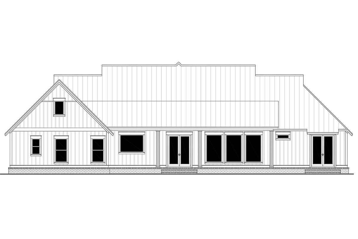 Country, Farmhouse, Traditional House Plan 56716 with 4 Beds, 4 Baths, 3 Car Garage Rear Elevation