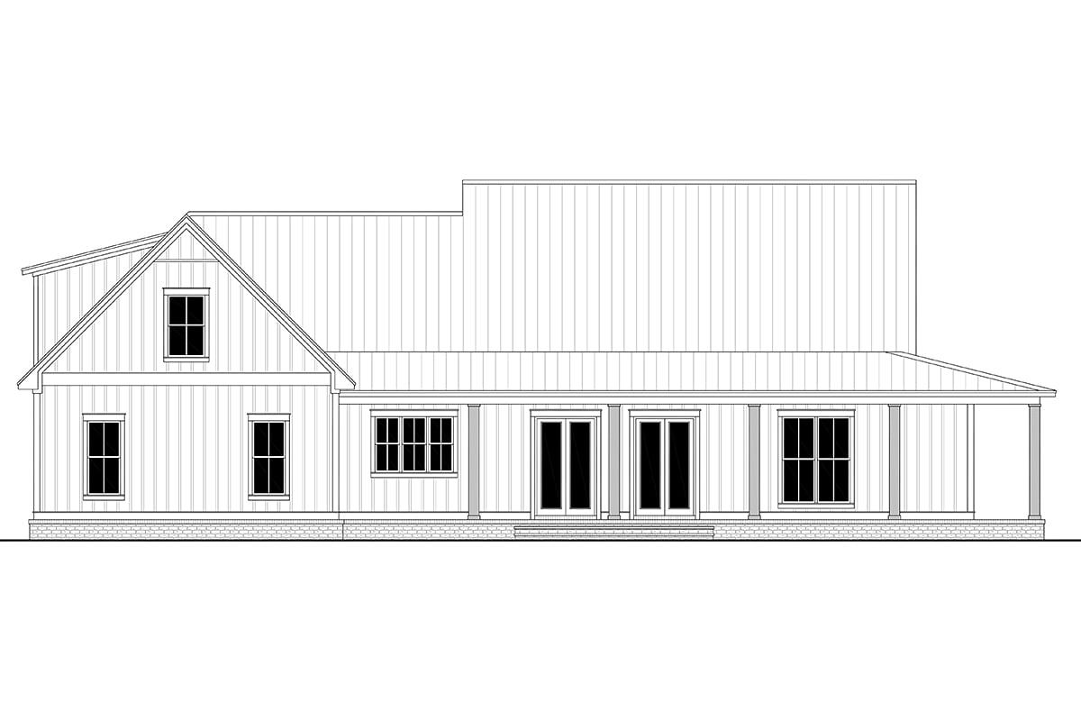 Country, Craftsman, Farmhouse Plan with 2395 Sq. Ft., 3 Bedrooms, 3 Bathrooms, 2 Car Garage Rear Elevation