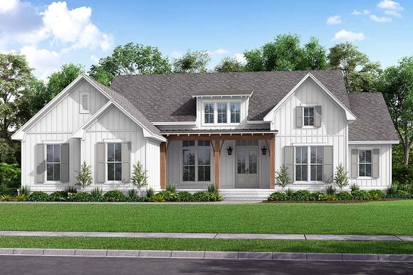 Country, Craftsman, Farmhouse, One-Story, Traditional House Plan 56720 with 4 Beds, 3 Baths, 2 Car Garage Elevation