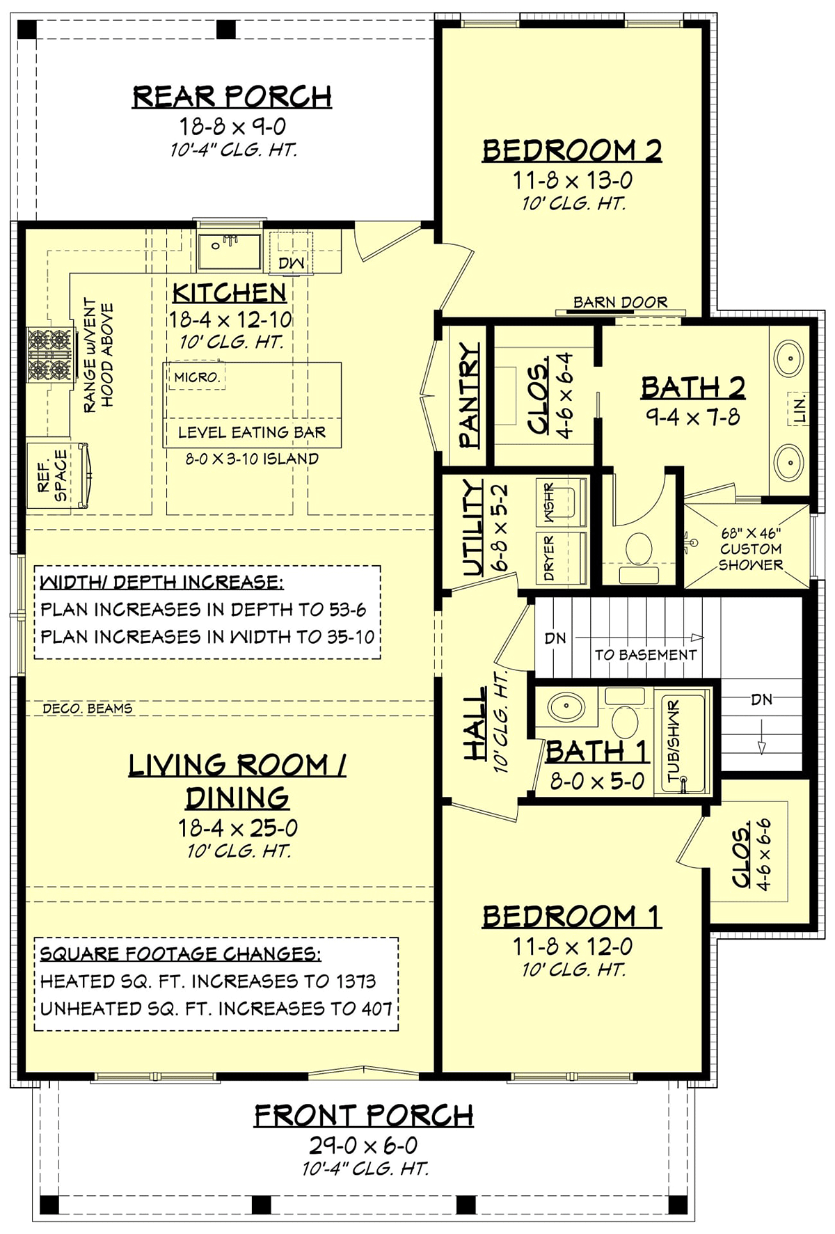 Cottage, Country, Farmhouse House Plan 56721 with 2 Beds, 2 Baths Alternate Level One