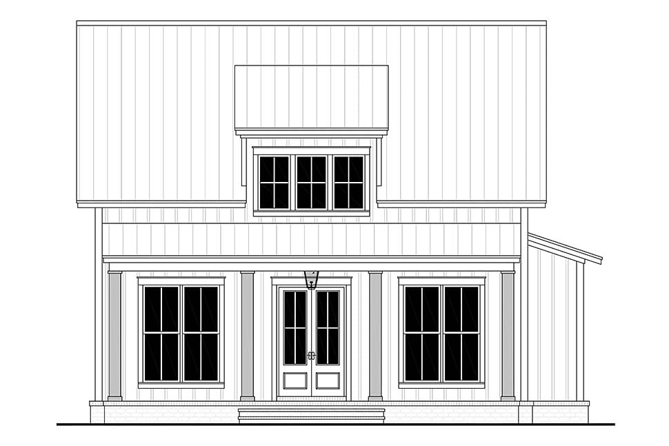 Cottage, Country, Farmhouse Plan with 1257 Sq. Ft., 2 Bedrooms, 2 Bathrooms Picture 4