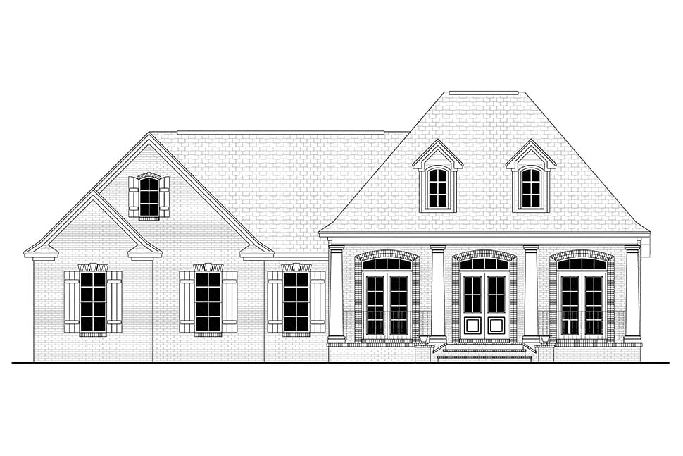 Colonial, French Country, Southern Plan with 1500 Sq. Ft., 3 Bedrooms, 2 Bathrooms, 2 Car Garage Picture 4