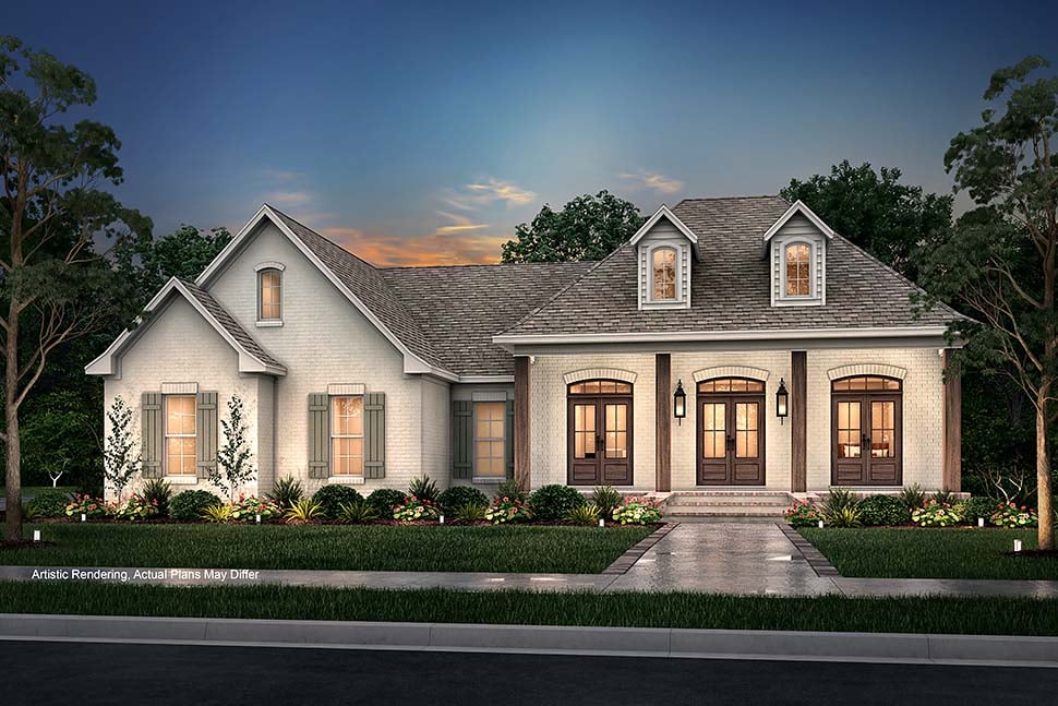 Colonial, French Country, Southern Plan with 1500 Sq. Ft., 3 Bedrooms, 2 Bathrooms, 2 Car Garage Picture 5