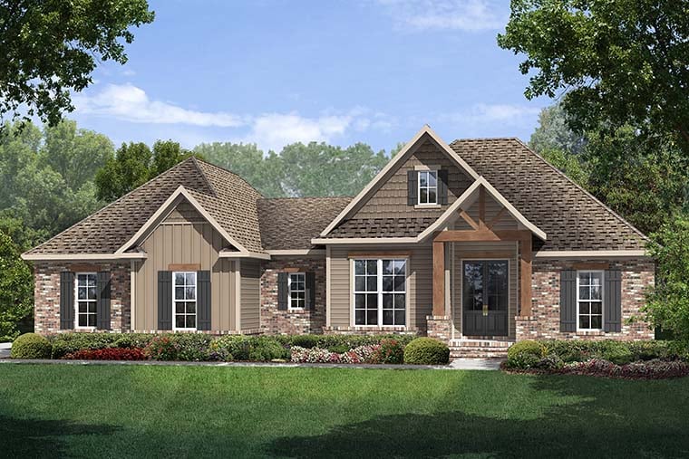 Country, Craftsman, Traditional Plan with 1769 Sq. Ft., 3 Bedrooms, 2 Bathrooms, 2 Car Garage Picture 6