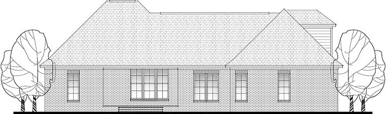 French Country, Traditional House Plan 56906 with 3 Beds, 2 Baths, 2 Car Garage Rear Elevation