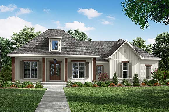 Country, European, French Country, Southern House Plan 56908 with 3 Beds, 2 Baths, 2 Car Garage Elevation
