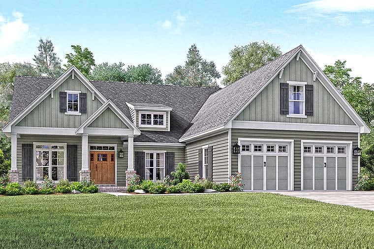 Country, Craftsman, Southern, Traditional House Plan 56910 with 3 Beds, 3 Baths, 2 Car Garage Elevation