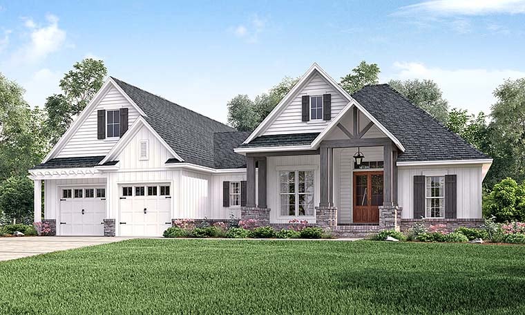 Country, Craftsman, Southern, Traditional Plan with 2073 Sq. Ft., 3 Bedrooms, 2 Bathrooms, 2 Car Garage Elevation