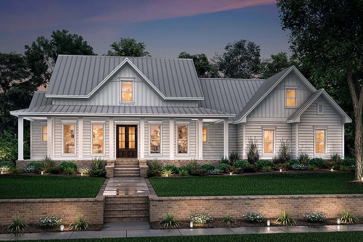 Country, Farmhouse, Southern, Traditional Plan with 2282 Sq. Ft., 3 Bedrooms, 3 Bathrooms, 2 Car Garage Picture 2