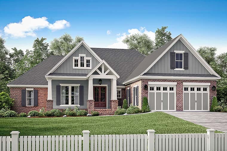 Country, Craftsman, Traditional Plan with 2329 Sq. Ft., 4 Bedrooms, 3 Bathrooms, 2 Car Garage Elevation