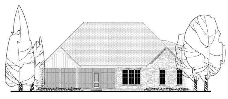 Country, Craftsman, Traditional Plan with 2597 Sq. Ft., 3 Bedrooms, 3 Bathrooms, 2 Car Garage Rear Elevation