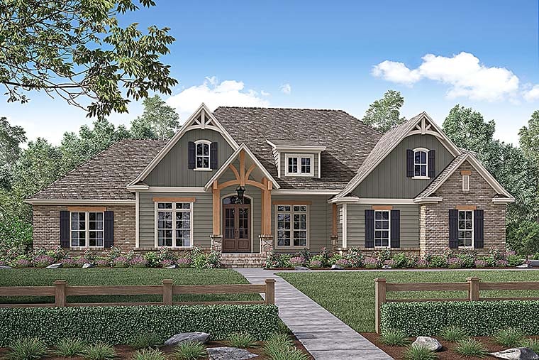 Country, Craftsman, Traditional Plan with 2641 Sq. Ft., 4 Bedrooms, 3 Bathrooms, 2 Car Garage Elevation