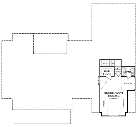 Country, Farmhouse, Southern House Plan 56925 with 4 Beds, 3 Baths, 2 Car Garage Second Level Plan