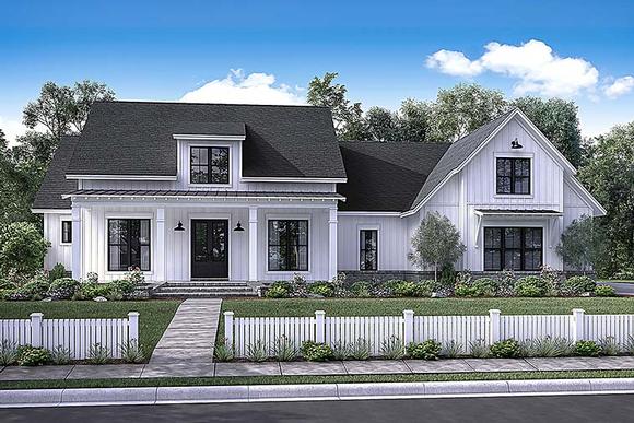 Country, Farmhouse, Southern House Plan 56925 with 4 Beds, 3 Baths, 2 Car Garage Elevation