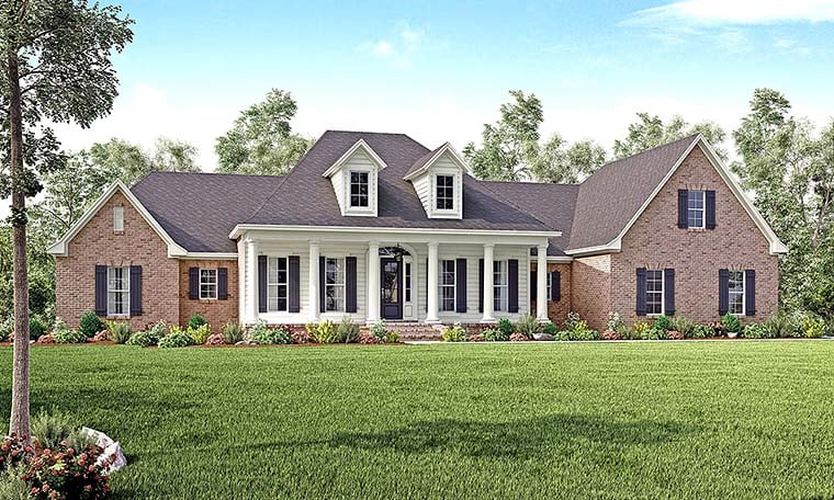 Colonial, Country, Southern, Traditional House Plan 56928 with 4 Beds, 4 Baths, 3 Car Garage Elevation