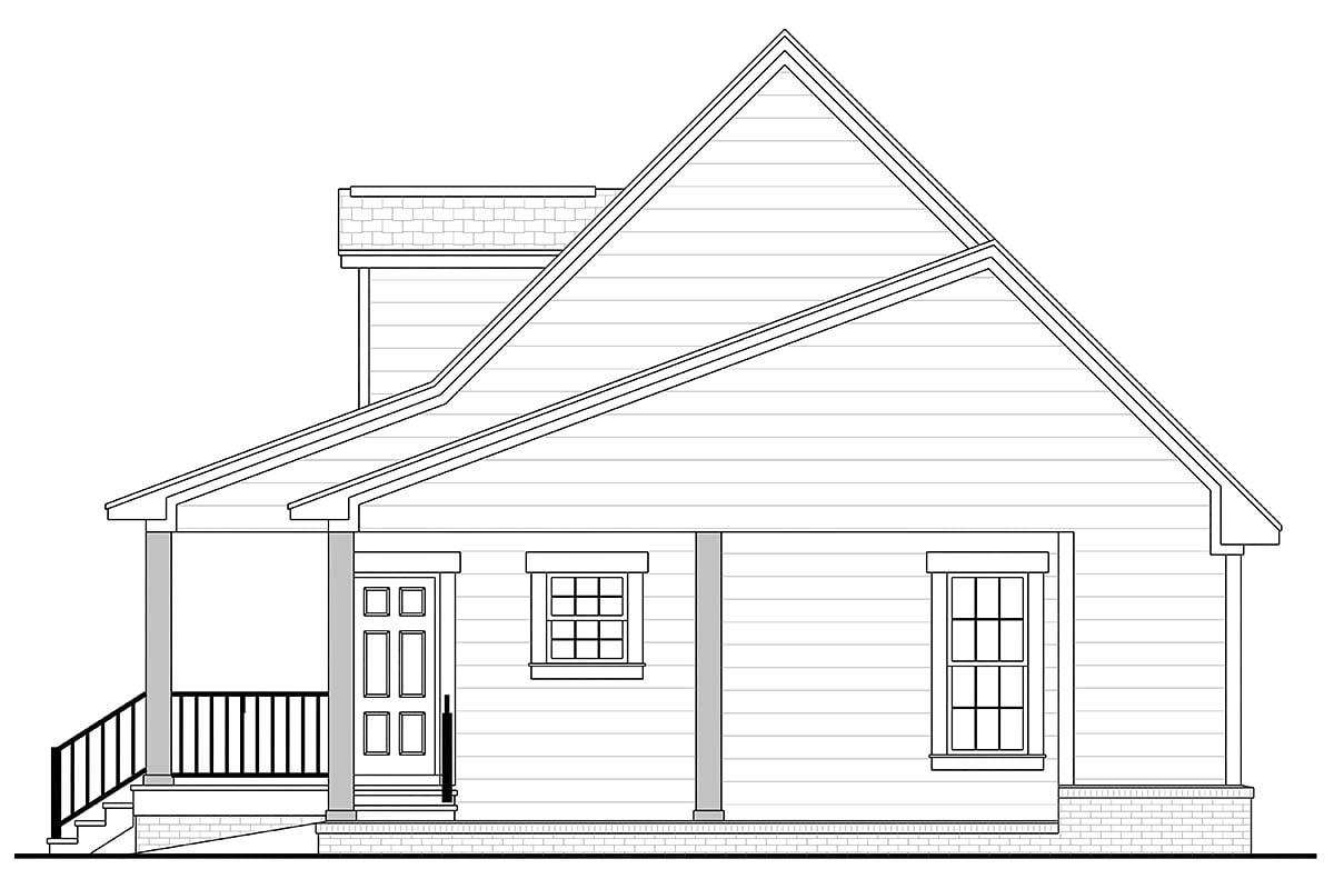 Cabin, Country, Southern Plan with 900 Sq. Ft., 2 Bedrooms, 2 Bathrooms, 1 Car Garage Picture 2