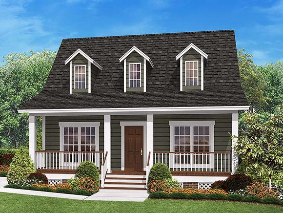 Cabin, Country, Southern House Plan 56933 with 2 Beds, 2 Baths Elevation