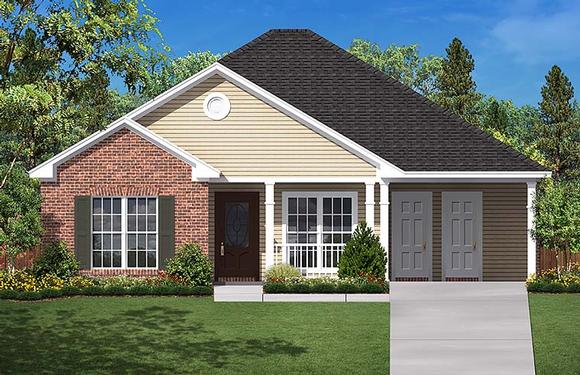 Country, Ranch, Traditional House Plan 56939 with 3 Beds, 2 Baths, 1 Car Garage Elevation