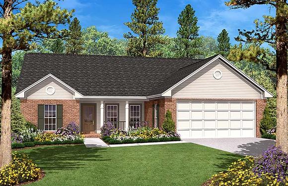 Country, Ranch, Traditional House Plan 56944 with 3 Beds, 2 Baths, 2 Car Garage Elevation