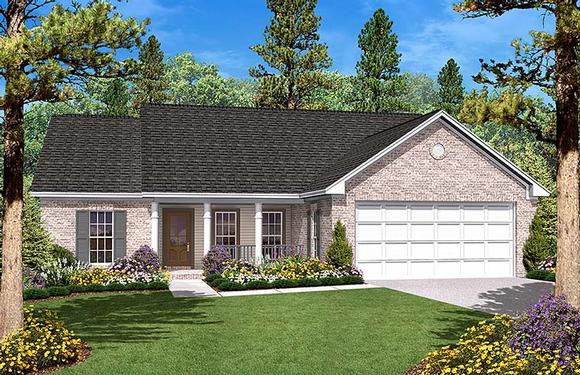 Country, Ranch, Traditional House Plan 56946 with 3 Beds, 2 Baths, 2 Car Garage Elevation