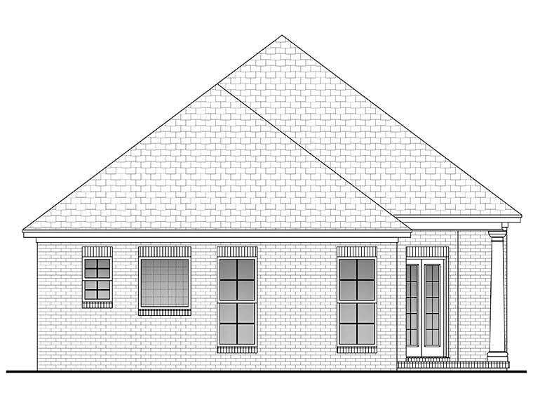 European, French Country House Plan 56947 with 3 Beds, 2 Baths, 2 Car Garage Rear Elevation