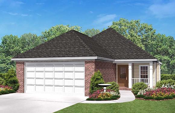 Country, Ranch, Traditional House Plan 56954 with 3 Beds, 2 Baths, 2 Car Garage Elevation