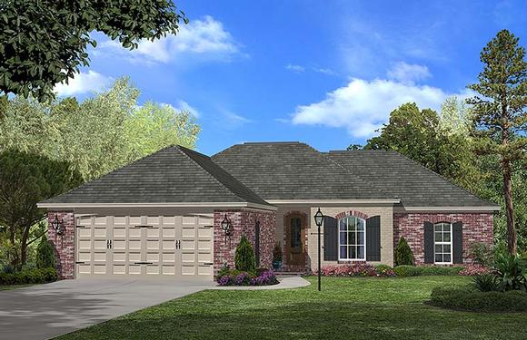 Country, European, French Country House Plan 56957 with 3 Beds, 2 Baths, 2 Car Garage Elevation