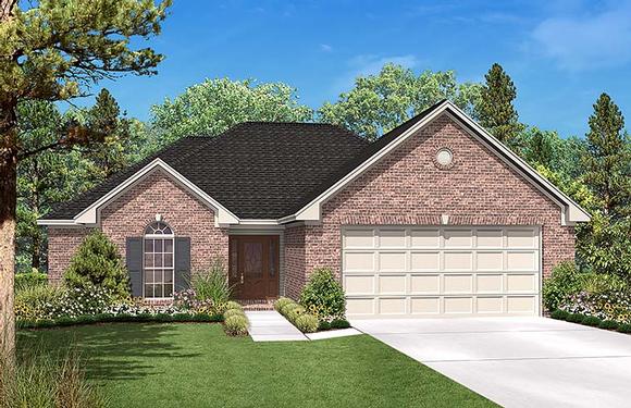 Country, Ranch, Traditional House Plan 56969 with 3 Beds, 3 Baths, 2 Car Garage Elevation