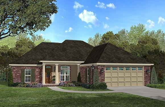Country, French Country, Southern House Plan 56981 with 3 Beds, 2 Baths, 2 Car Garage Elevation