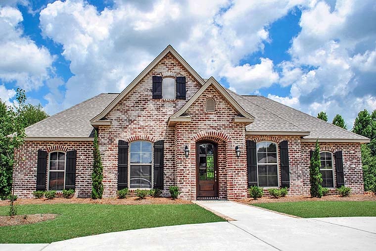 European, French Country, Traditional Plan with 1715 Sq. Ft., 3 Bedrooms, 2 Bathrooms, 2 Car Garage Elevation