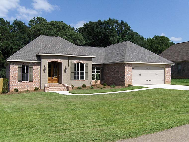 Country, French Country Plan with 1750 Sq. Ft., 3 Bedrooms, 2 Bathrooms, 2 Car Garage Elevation