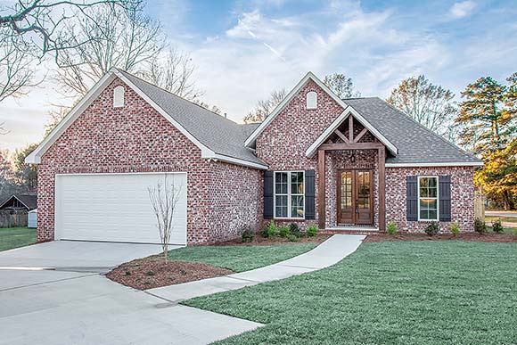 Country, French Country, Traditional House Plan 56991 with 3 Beds, 2 Baths, 2 Car Garage Elevation