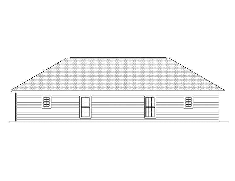 Country, Ranch Multi-Family Plan 56995 with 4 Beds, 4 Baths Rear Elevation