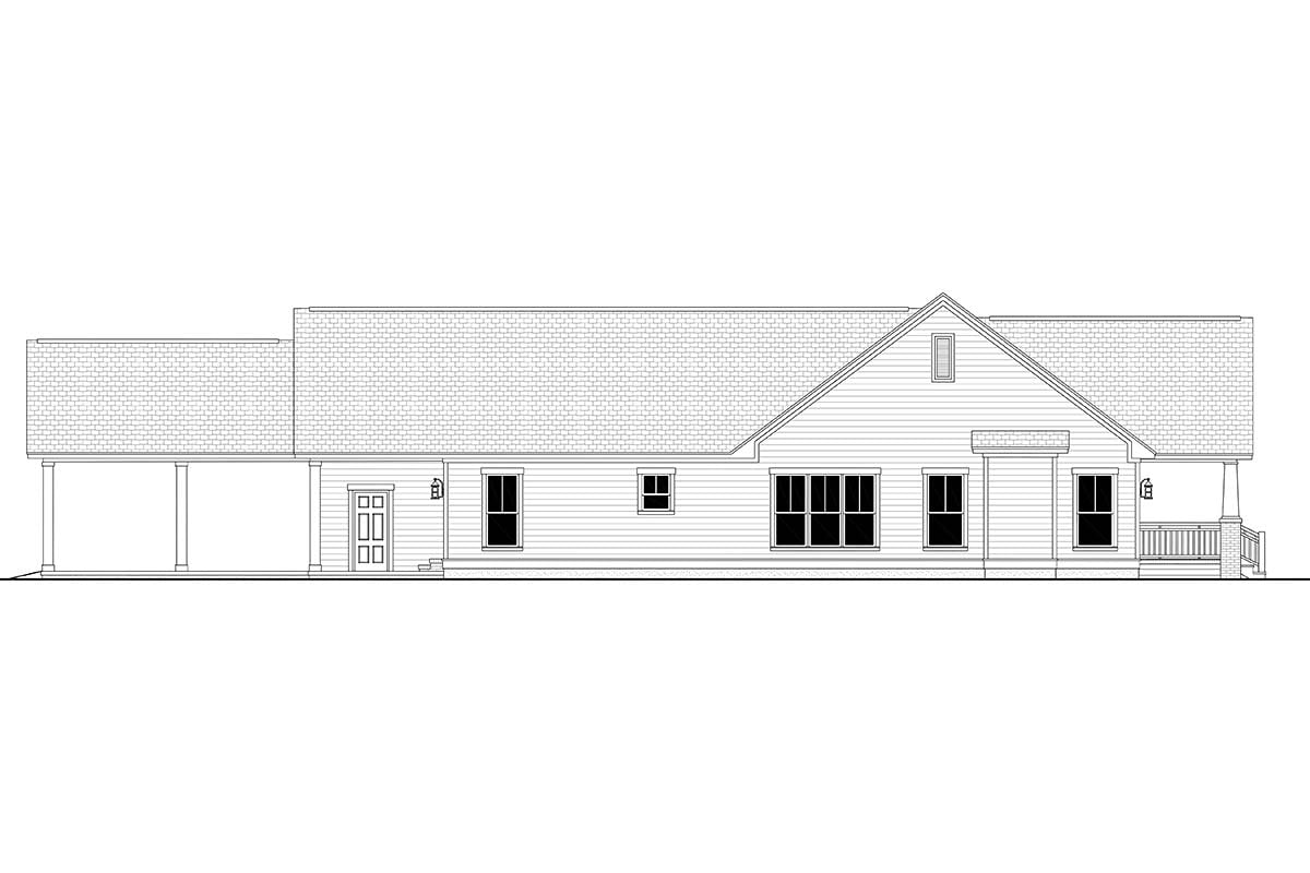 Cottage, Country, Craftsman Plan with 1800 Sq. Ft., 3 Bedrooms, 3 Bathrooms, 2 Car Garage Picture 3