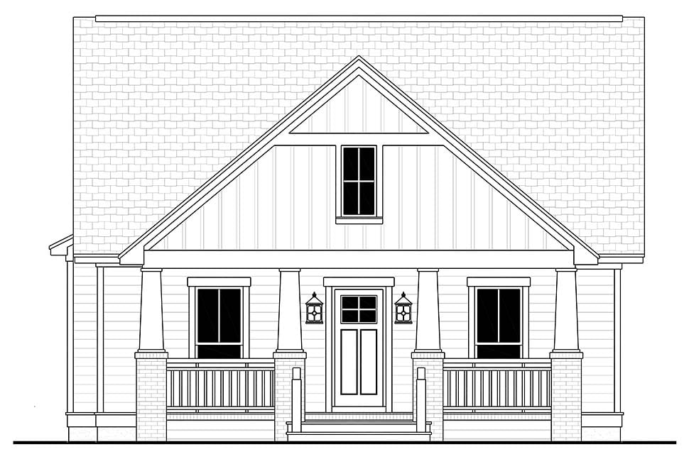 Cottage, Country, Craftsman Plan with 1800 Sq. Ft., 3 Bedrooms, 3 Bathrooms, 2 Car Garage Picture 4
