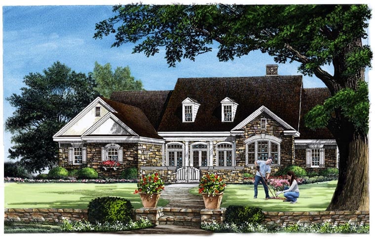 Traditional House Plan 57030 with 4 Beds, 4 Baths, 3 Car Garage Elevation
