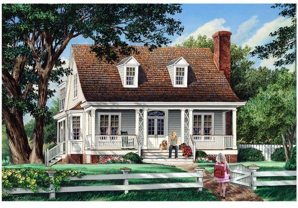 Cottage, Country, Farmhouse, Traditional House Plan 57044 with 3 Beds, 3 Baths, 2 Car Garage Elevation