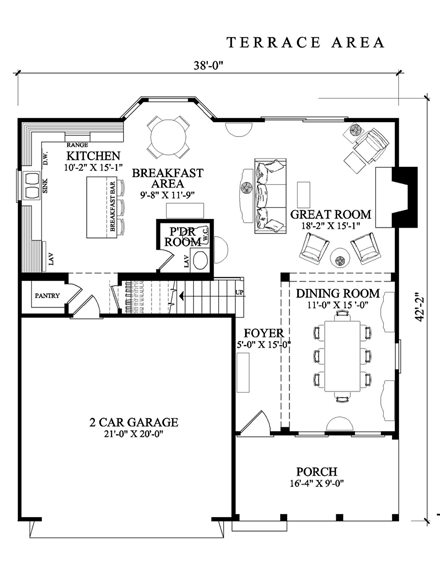 Farmhouse, Traditional House Plan 57053 with 3 Beds, 3 Baths, 2 Car Garage First Level Plan